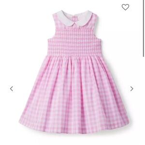 Janie and Jack Pink Gingham Smocked Peter Pan Collar Kids Dress